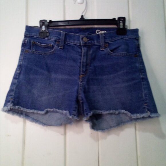 Gap Authentic Summer Short Women 27 Raw Hem Denim Blue - Picture 3 of 13